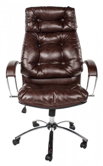 Кресло Kiron экокожа / хром коричневое