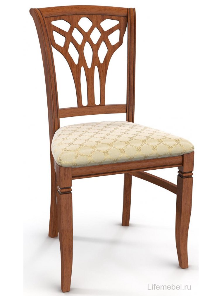 Деревянный стул Bruno жаккард бежевый / вишня