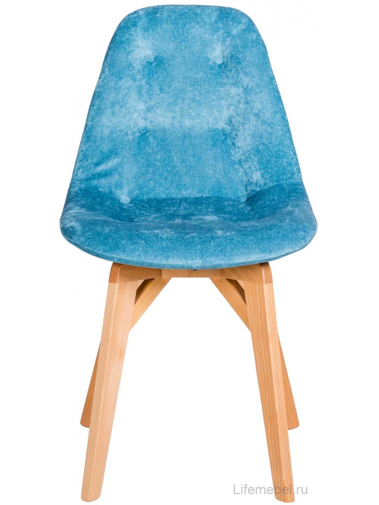 Деревянный стул Eames блю / натуральный дуб