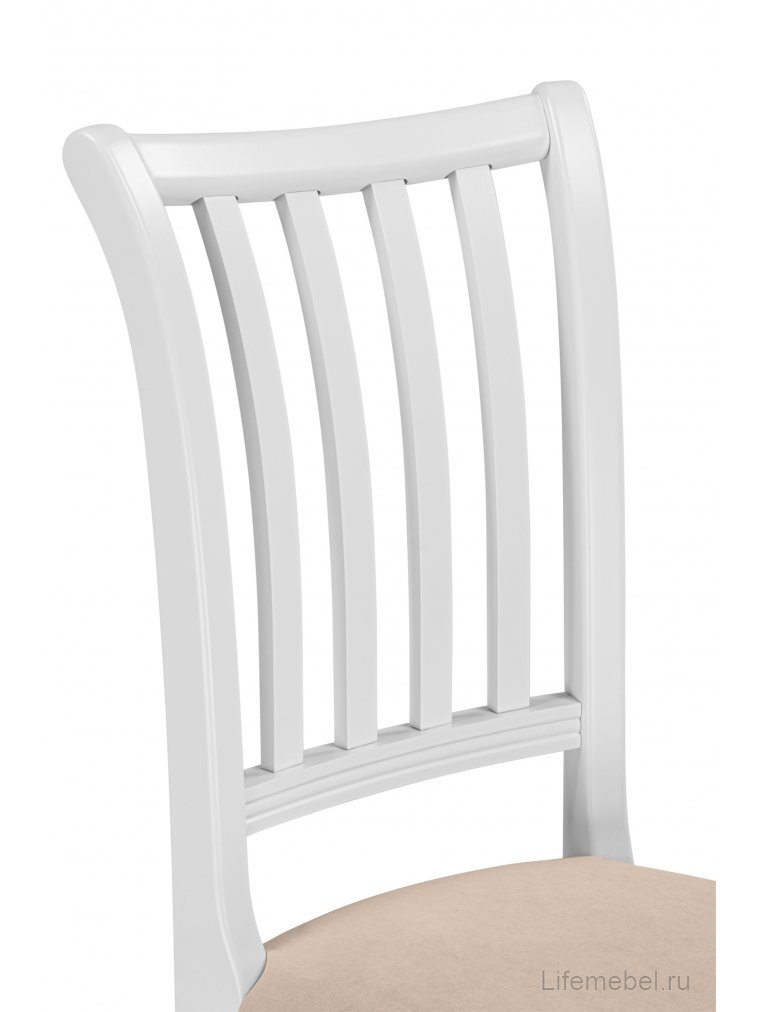 Деревянный стул Фрезино с проножкой бежевый велюр / белый