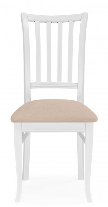 Деревянный стул Фрезино с проножкой бежевый велюр / белый