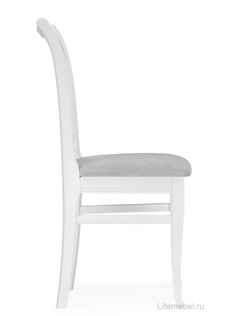 Деревянный стул Фрезино с проножкой серый велюр / белый