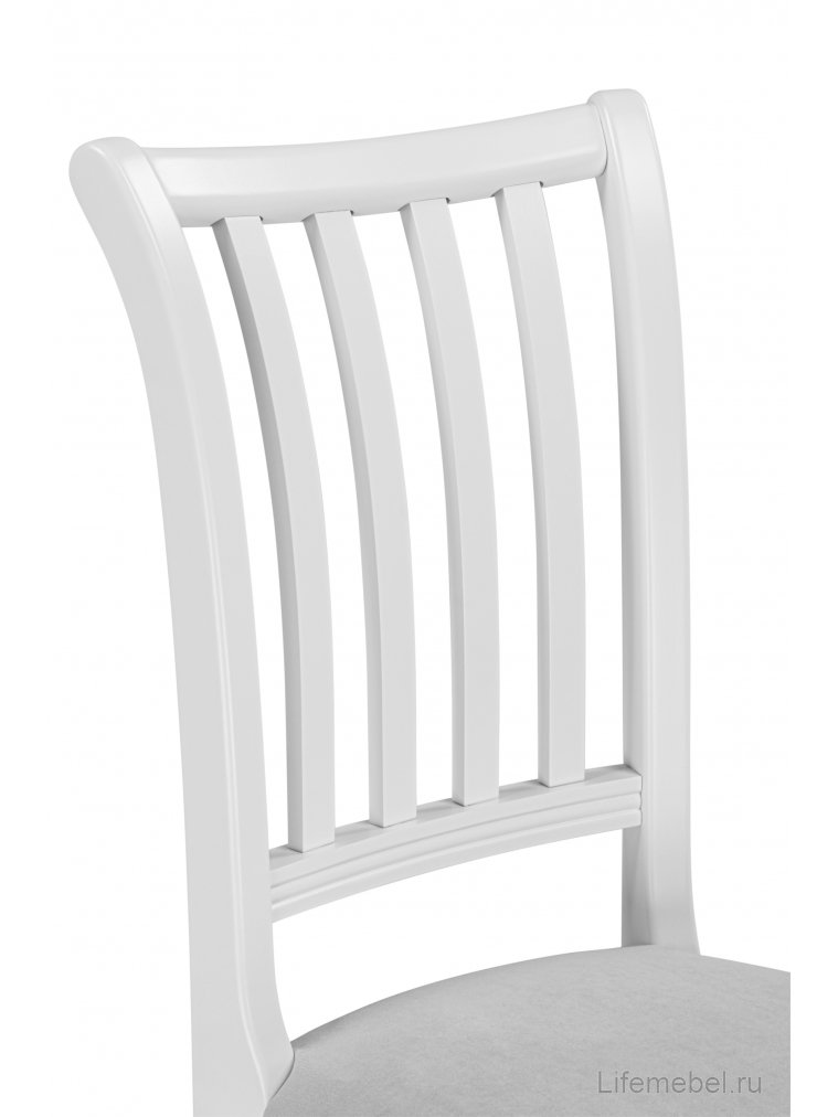 Деревянный стул Фрезино с проножкой серый велюр / белый