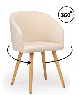 Стул-кресло Монер 360 бежевый (glory 03) / светлое дерево