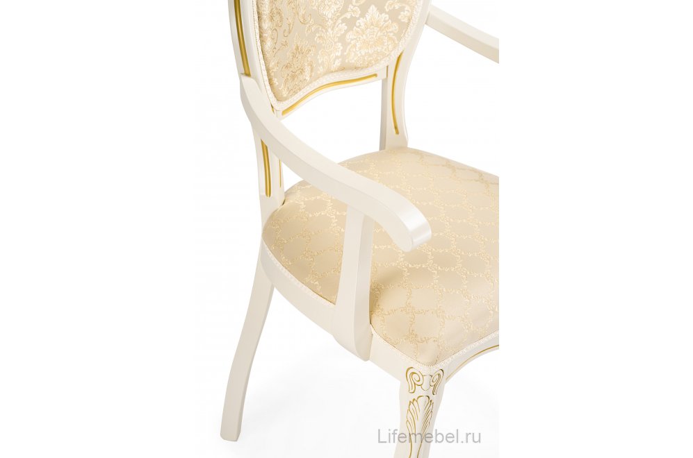 Кресло Лауро патина золото / бежевый тесьма 11