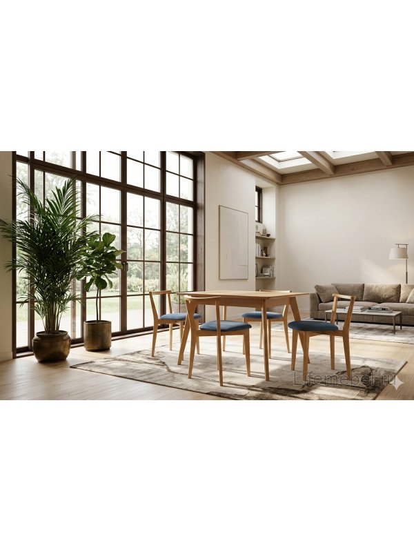 Деревянный стул Франк натуральное дерево / синий