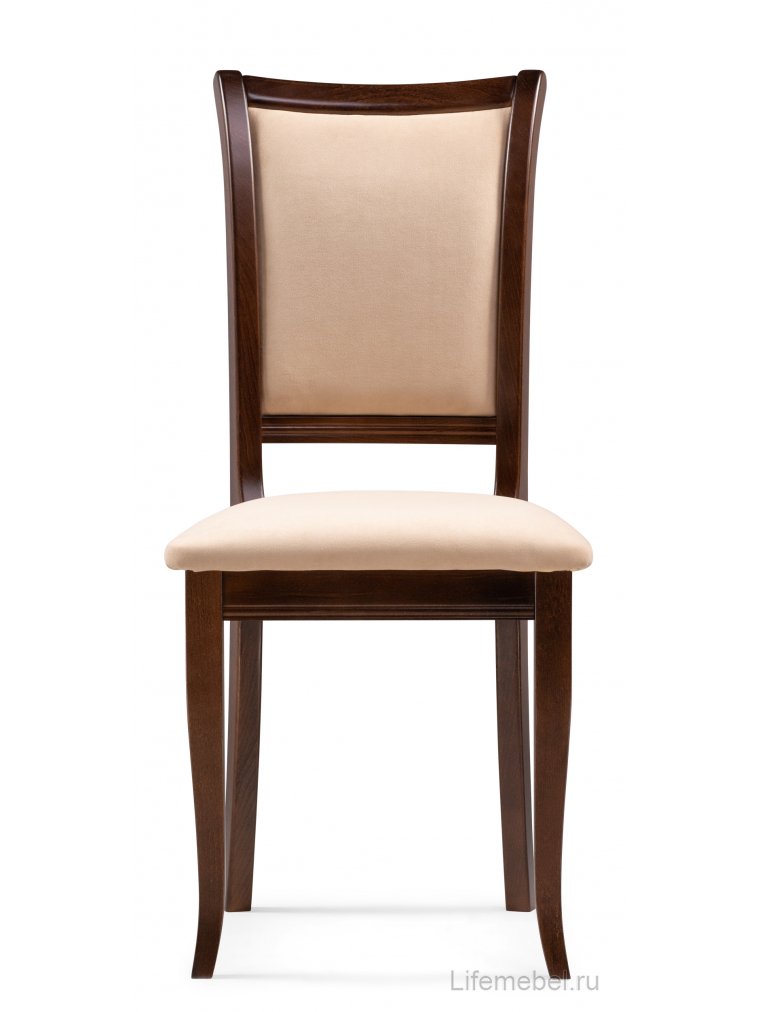 Деревянный стул Корнелл бежевый велюр / орех темный