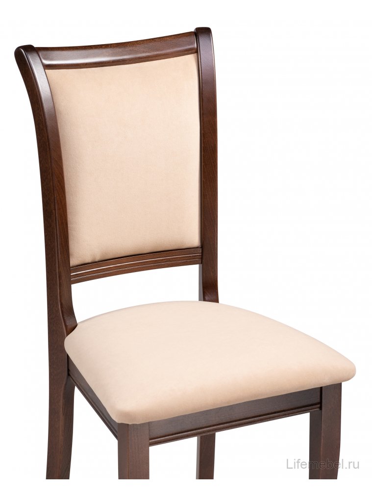Деревянный стул Корнелл бежевый велюр / орех темный