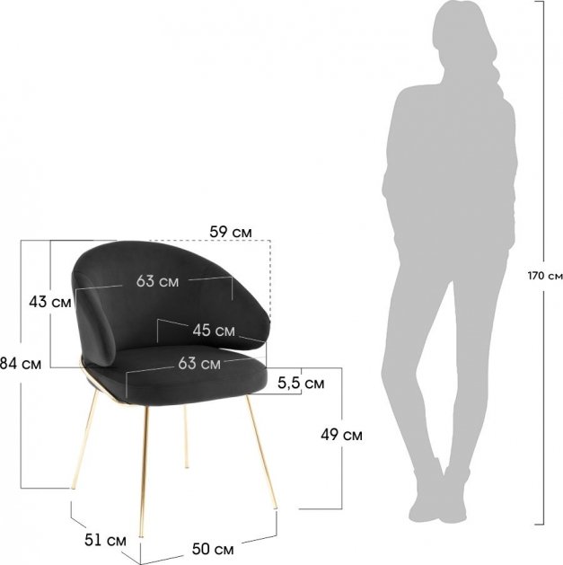Стул на металлокаркасе Emil графит / золотой
