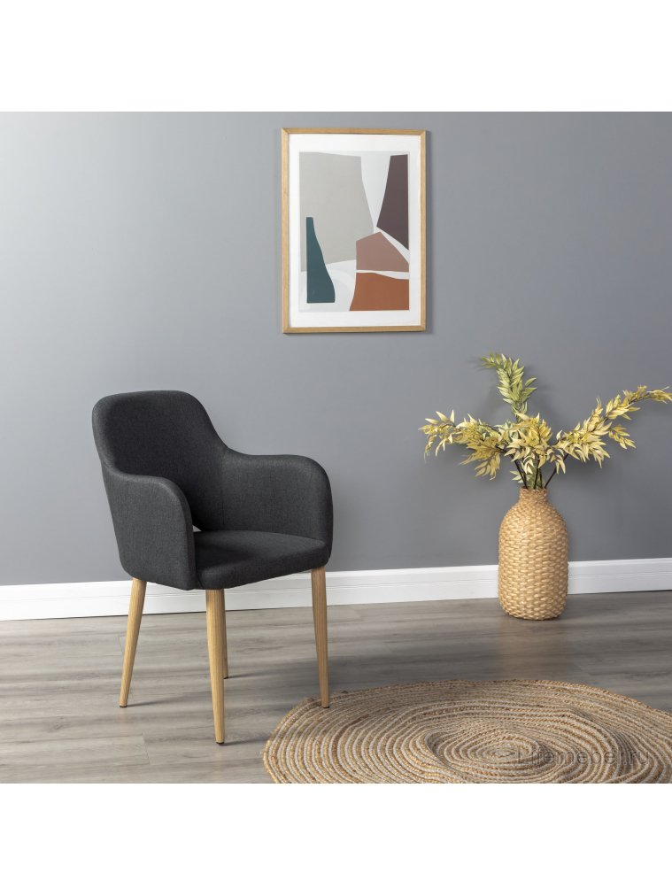 Кресло Ledger темно-серое / натуральный дуб