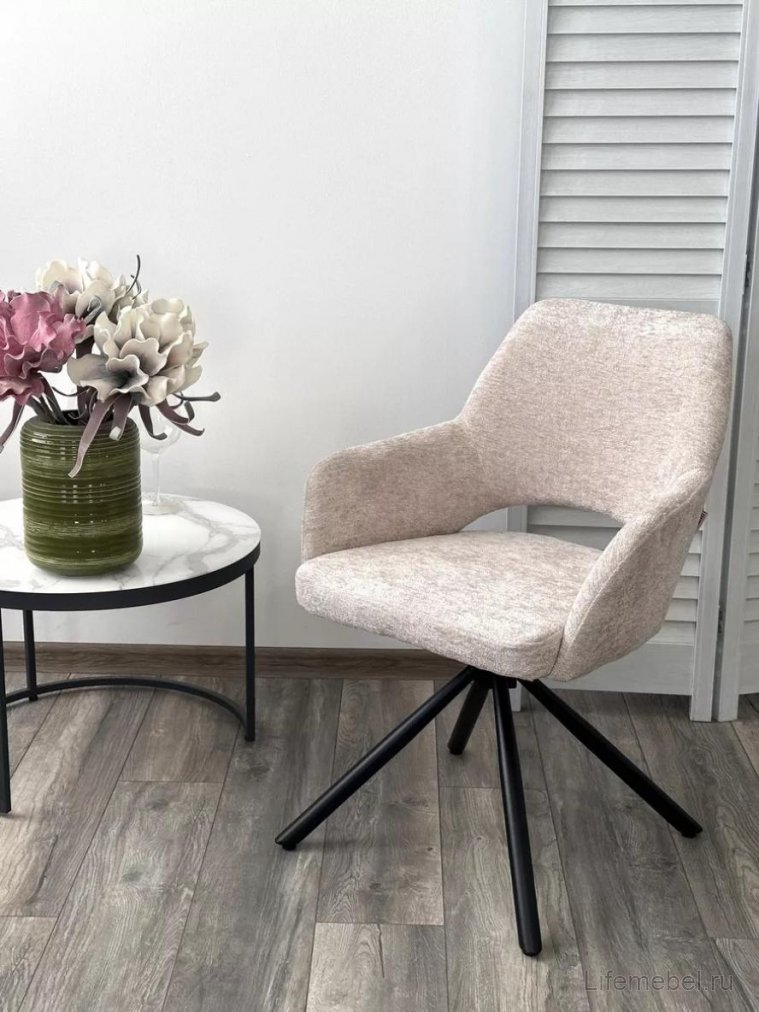 Кресло Nuri 180 поворотное 3018-10 бежевый шенилл / черный