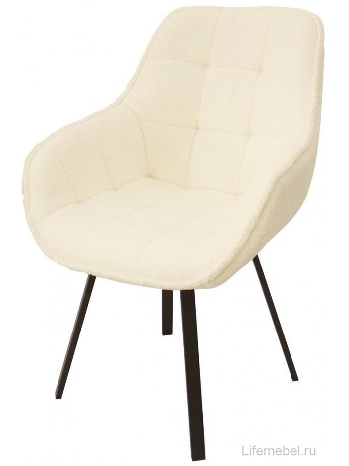 Кресло поворотное Арнем букле белый / черный каркас