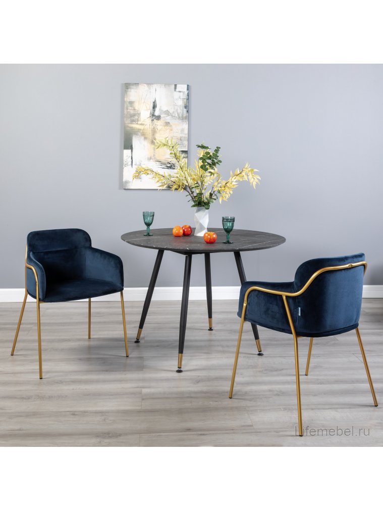 Кресло Strike синее / gold