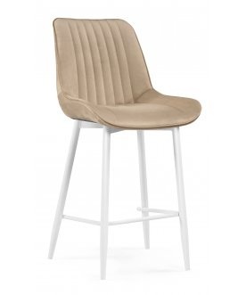 Полубарный стул Седа бежевый велюр (velutto 18) / белый