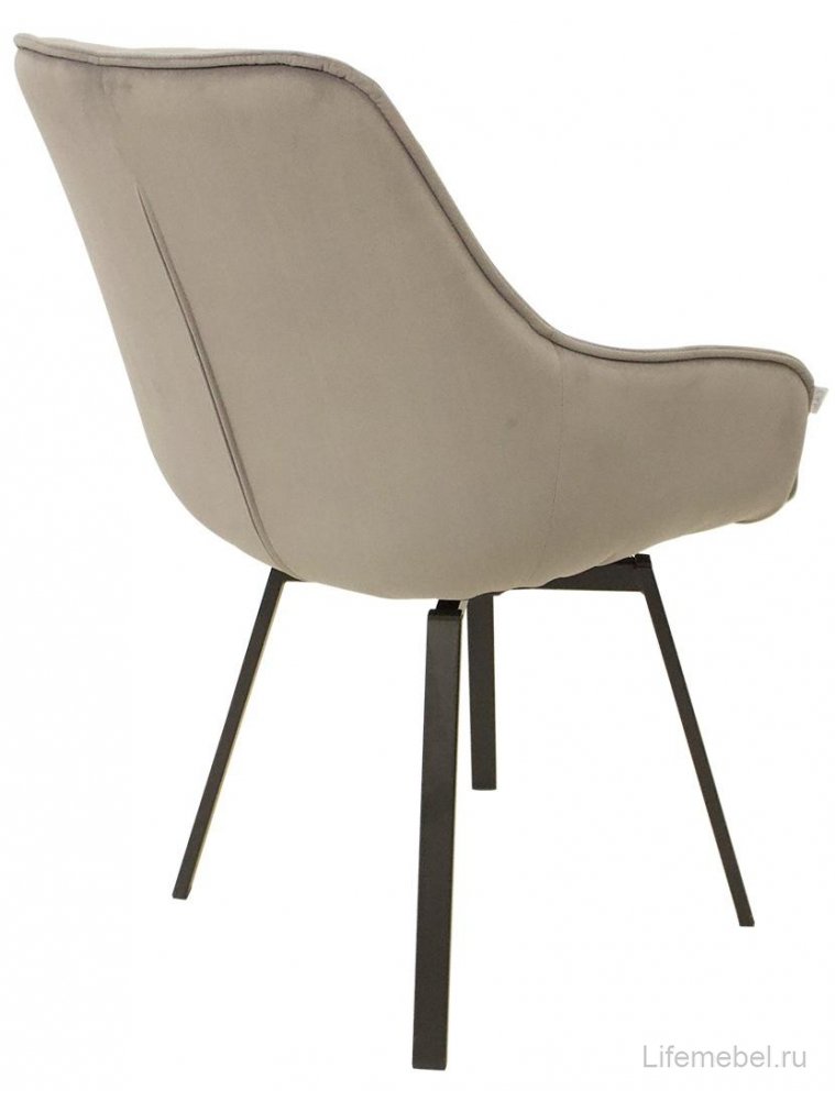 Кресло Декс поворотное серо-бежевая замша / черный квадратный каркас