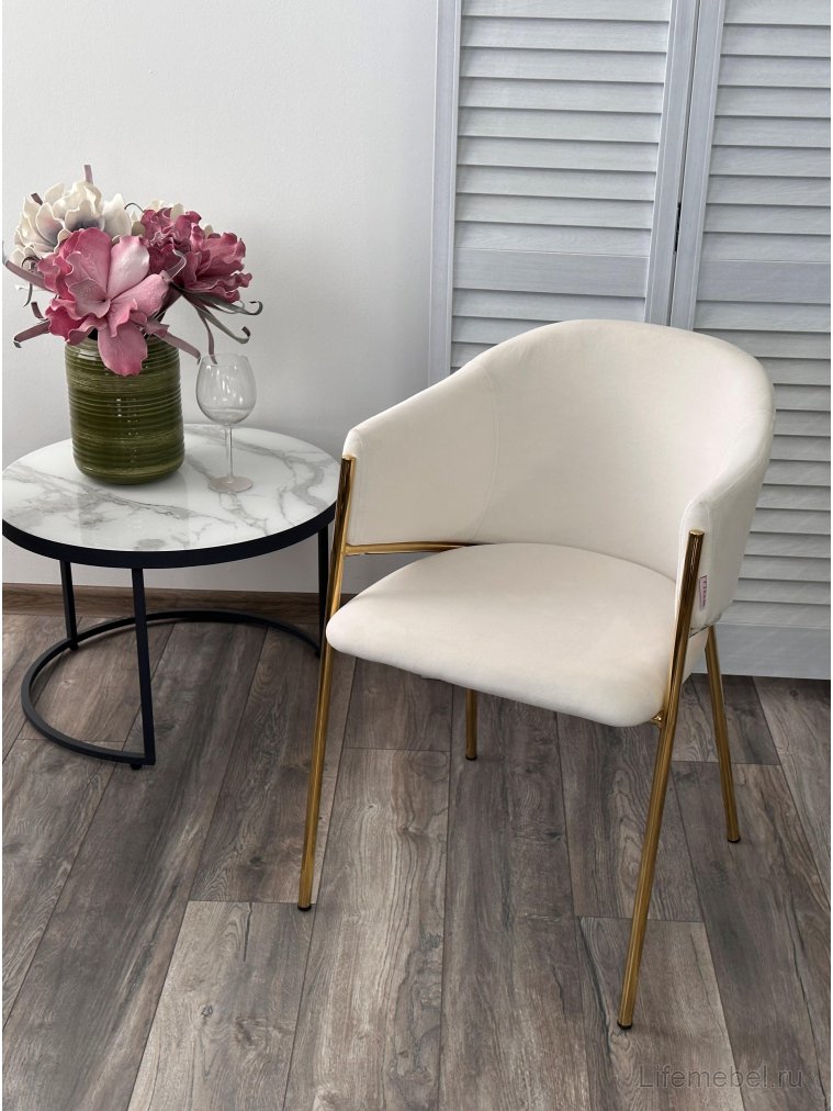 Кресло Dill велюр momo-01 молочный / золотой