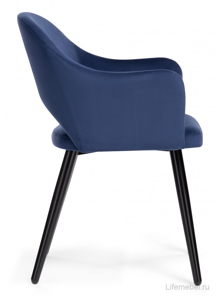 Стул на металлокаркасе Апри микровелюр темно-синий / черный глянец