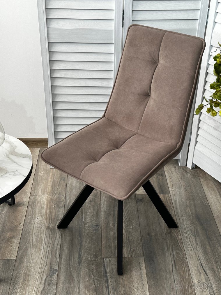 Стул на металлокаркасе Bronx велюр капучино B5 / черный