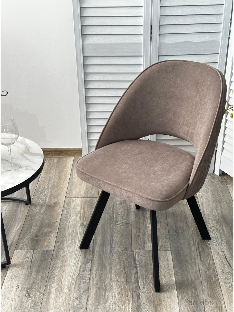 Стул на металлокаркасе Duna велюр капучино B5 / черный