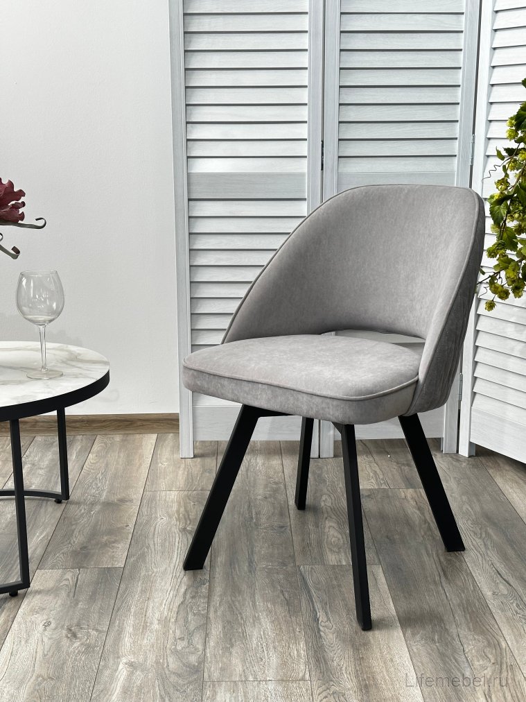 Стул на металлокаркасе Duna велюр серый B22 / черный