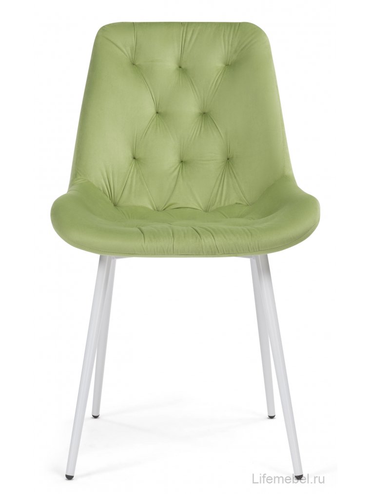 Стул на металлокаркасе Гояр confetti green / белый глянец