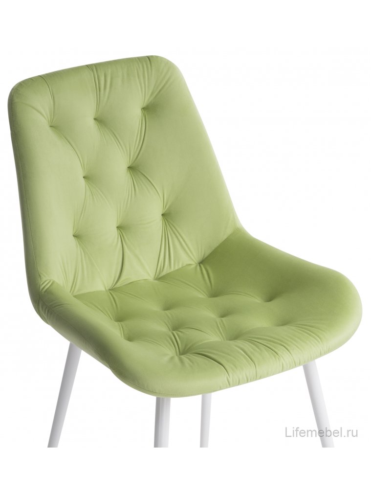 Стул на металлокаркасе Гояр confetti green / белый глянец