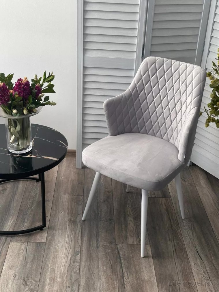 Стул на металлокаркасе Herman велюр BM-4 светло-серый / белый