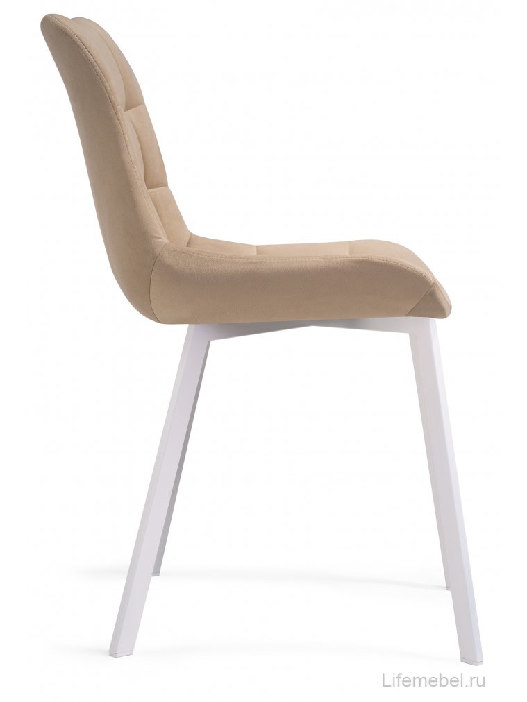 Стул на металлокаркасе Челси бежевый / белый каркас