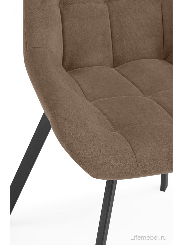 Стул на металлокаркасе Челси велюр коричневый / черный каркас