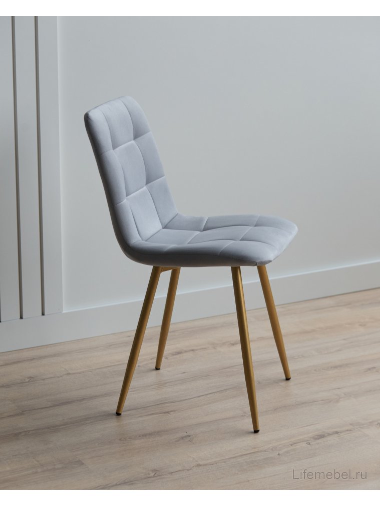 Стул на металлокаркасе Чилли светло-серый / золото