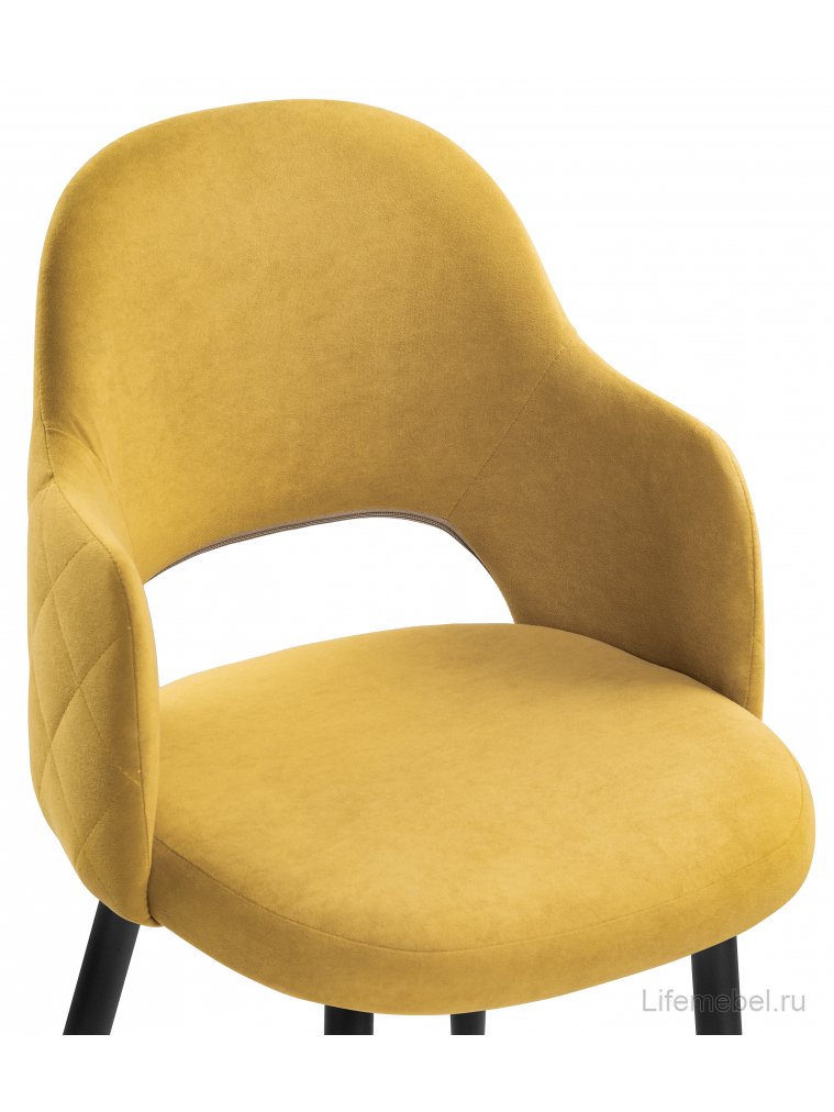 Стул на металлокаркасе Гутрид прошивка ромбы сзади черный / горчичный