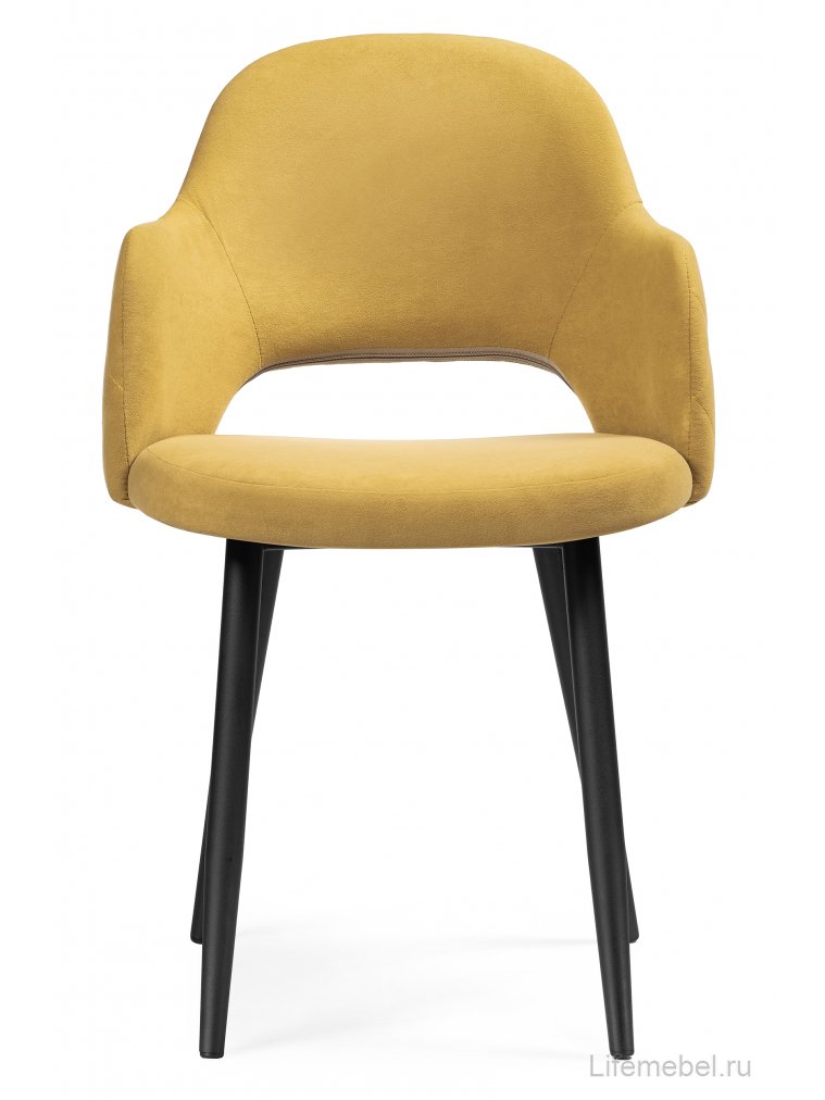 Стул на металлокаркасе Гутрид прошивка ромбы сзади черный / горчичный