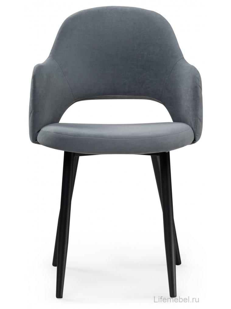 Стул на металлокаркасе Гутрид ромбы сзади без складок серый / черный