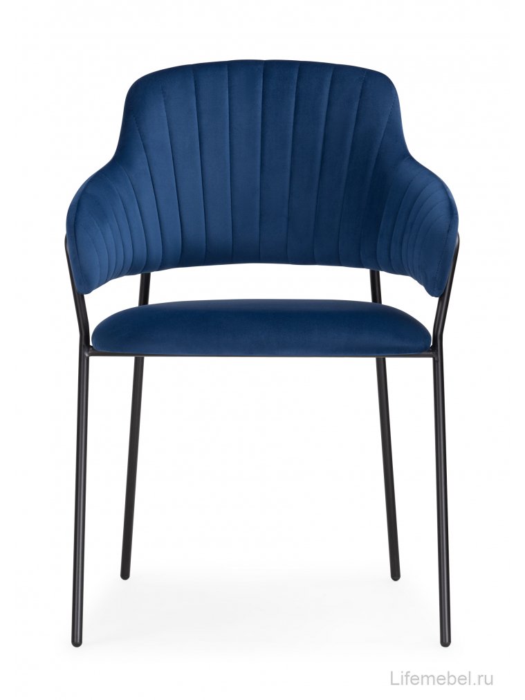 Стул на металлокаркасе Инклес синий / черный глянец