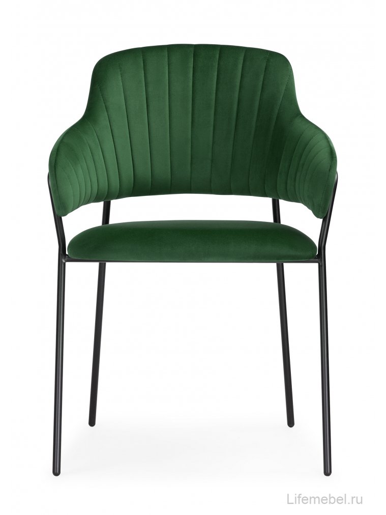 Стул на металлокаркасе Инклес темно-зеленый / черный глянец