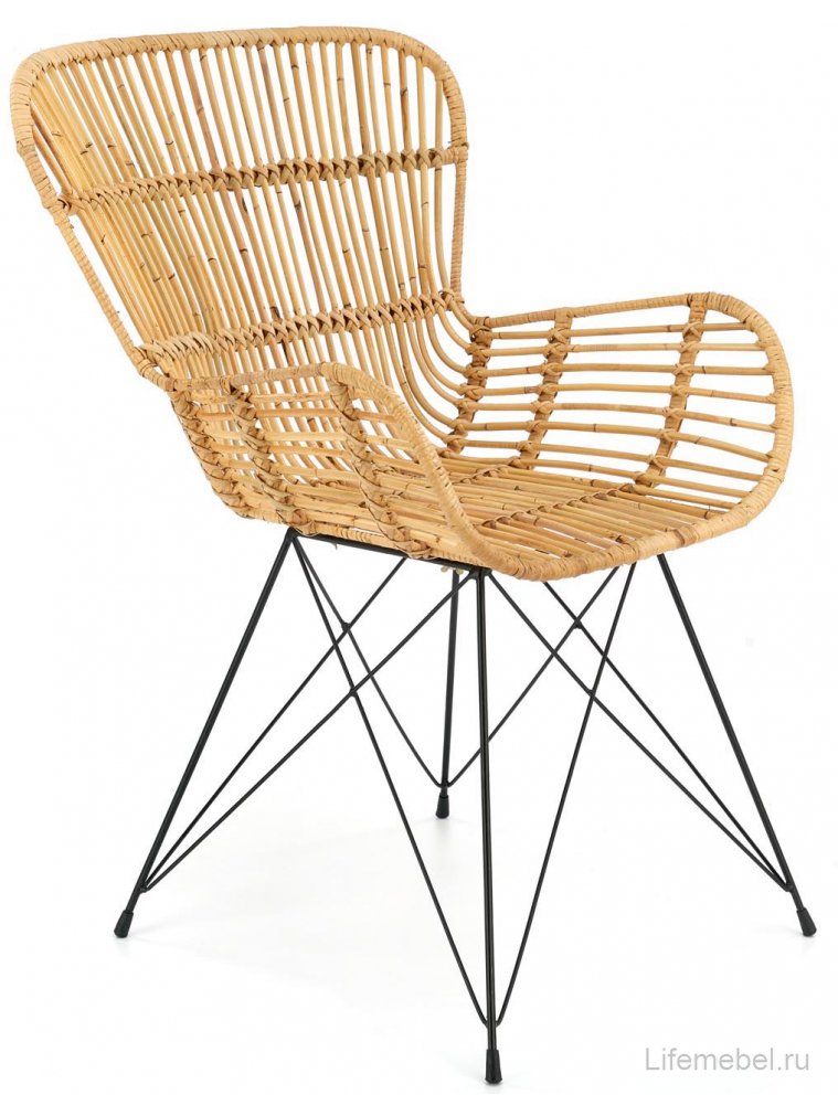 Стул на металлокаркасе K335 ротанг натуральный / черный