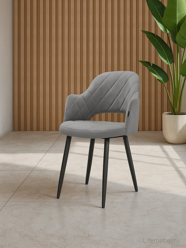 Стул на металлокаркасе Гутрид ромбы спереди черный / серый