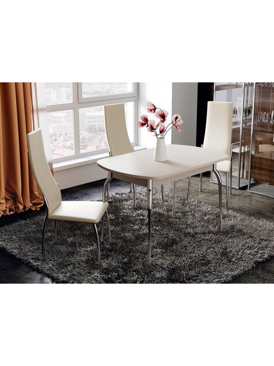 Стул на металлокаркасе Кредо хром / кожзам бежевый / ваниль 890