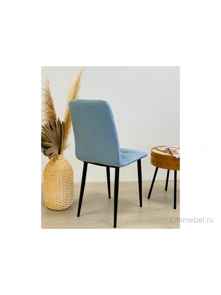 Стул на металлокаркасе Леон классика / небесно-серый / чёрные ножки