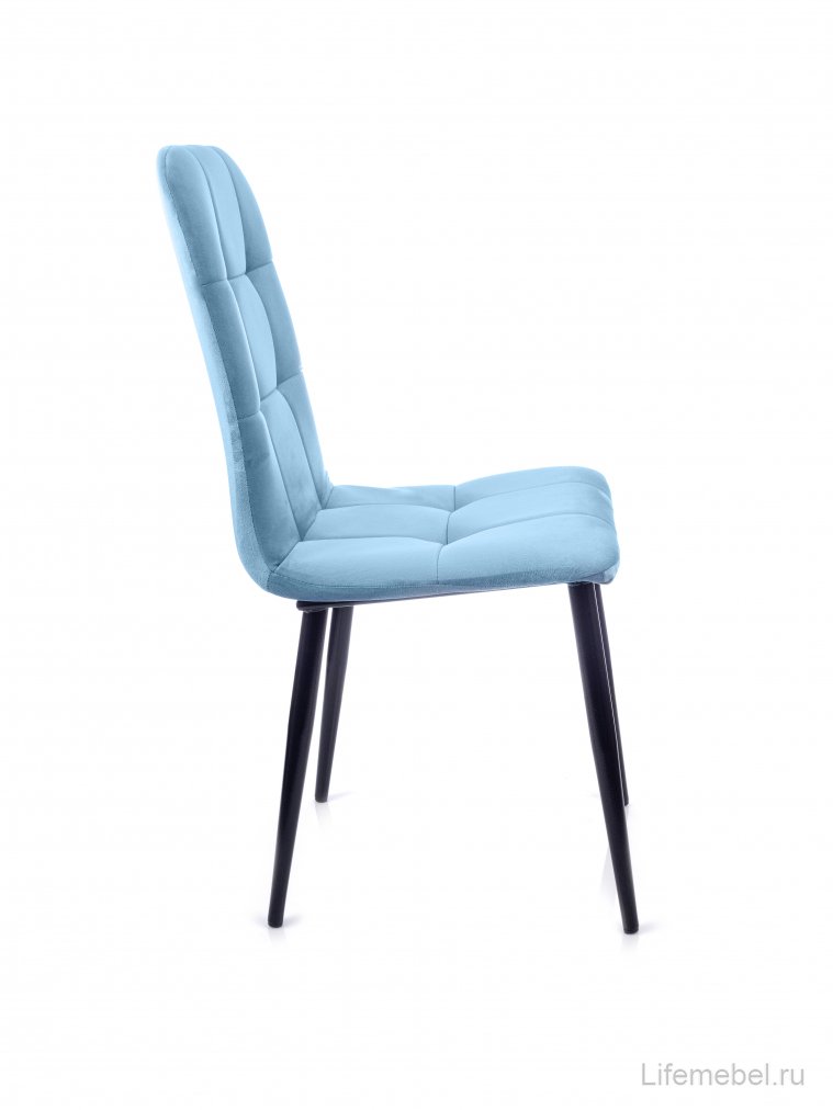 Стул на металлокаркасе Леон классика / небесно-серый / чёрные ножки