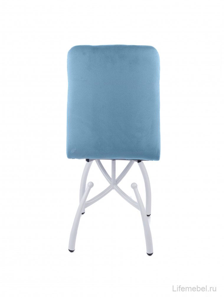 Стул на металлокаркасе Леон шарики / небесно-серый / белые ножки