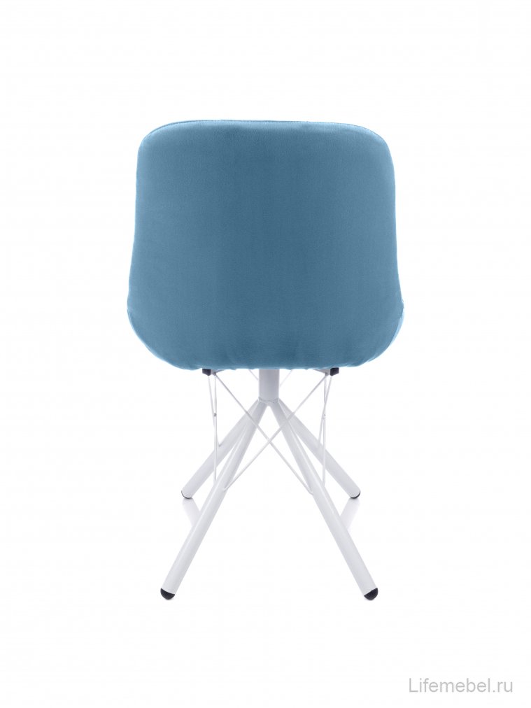 Стул на металлокаркасе Лира паутинка / небесно-серый / белые ножки