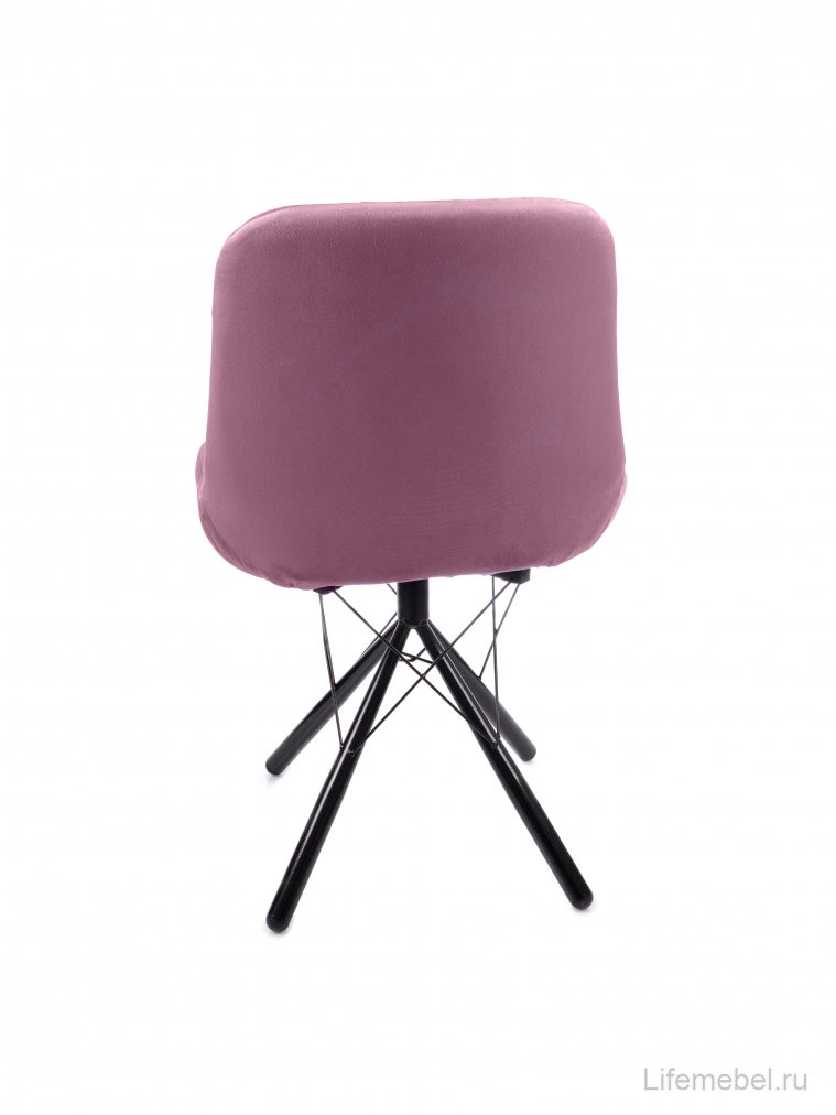 Стул на металлокаркасе Лира паутинка / пудровый / чёрные ножки