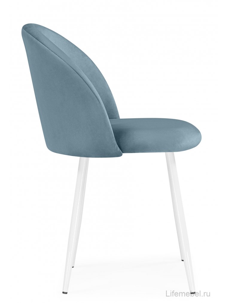 Стул на металлокаркасе Логан велюр голубой / белый каркас