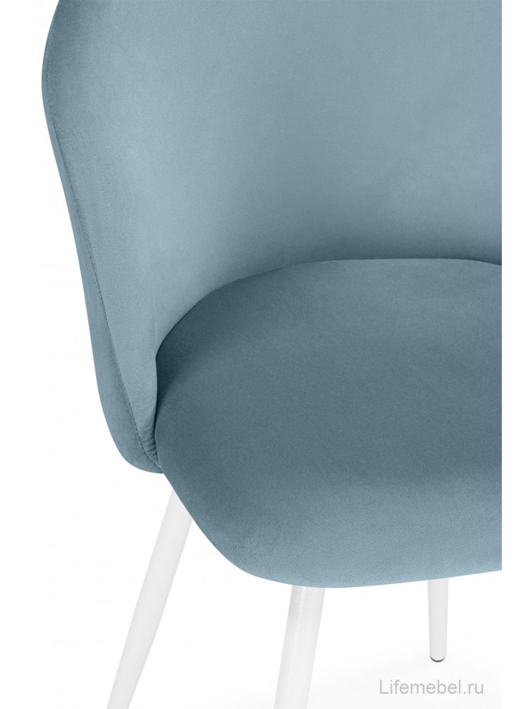 Стул на металлокаркасе Логан велюр голубой / белый каркас