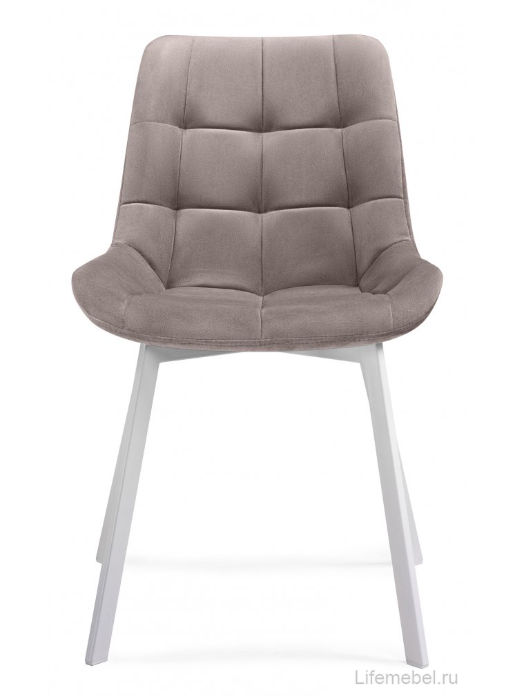 Стул на металлокаркасе Стронг 360 латте (велютто 08) / белый каркас