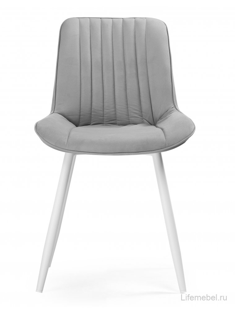 Стул на металлокаркасе Вейв светло-серый (hl 63) / белый каркас