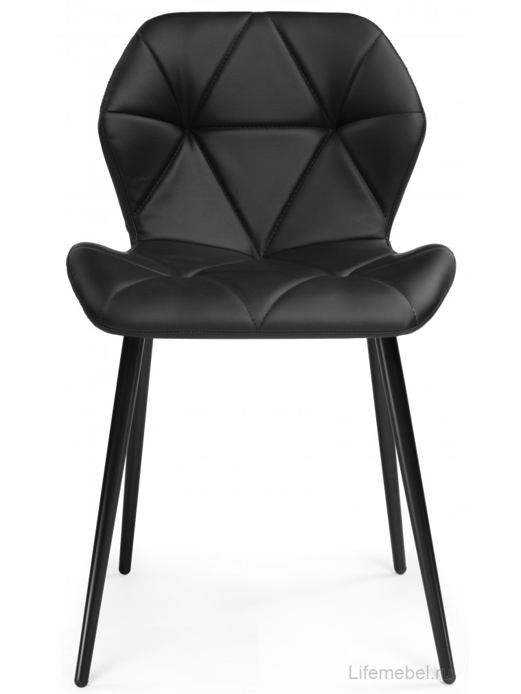 Стул на металлокаркасе Вальд экокожа черный / черный глянец
