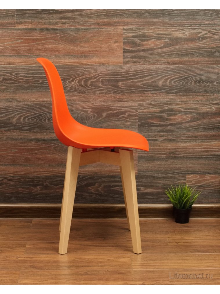 Пластиковый стул Сашш натуральный / оранжевый