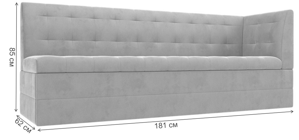 Кухонный диван Гарнет правый черный велюр